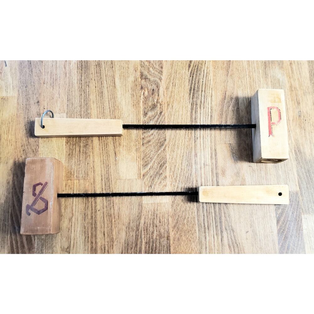 Vintage PAIR Mid Century Modern MCM Long Handled Grilling Salt & Pepper Shakers